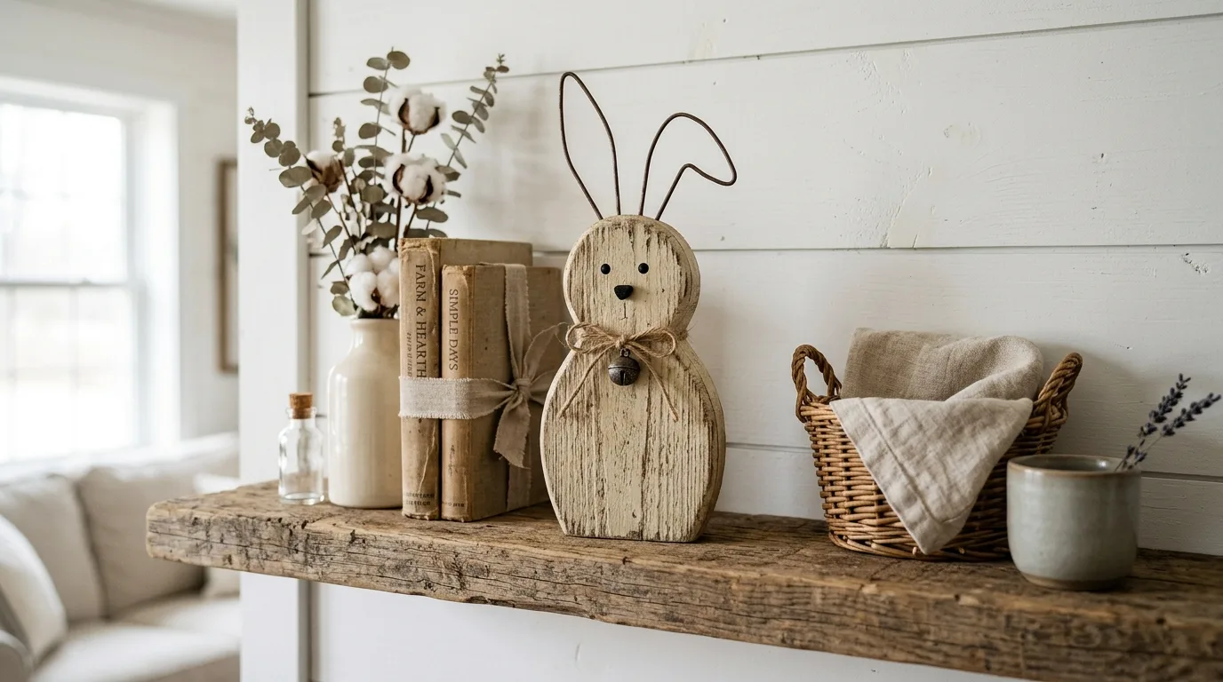 Wooden Bunny Decor for 10 farmhouse easter decor ideas you'll love